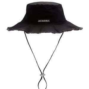 Pre-owned Jacquemus Le Bob Artichaut Cotton Bucket Hat Black Size 56
